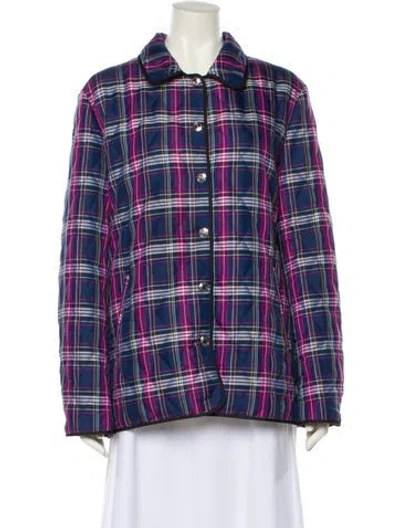 Pre-owned Coach Plaid Print Jacket In Blue