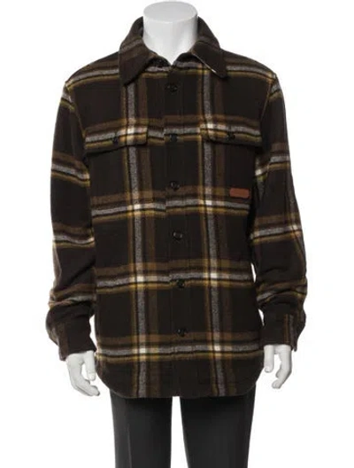 Pre-owned Coach Plaid Print Jacket In Brown