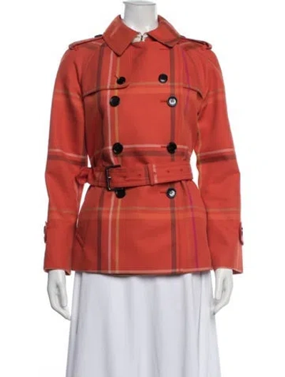 Pre-owned Coach Plaid Print Jacket In Orange