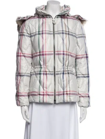 Pre-owned Coach Plaid Print Jacket In White