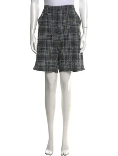 Pre-owned Coach Plaid Print Mini Shorts In Gray