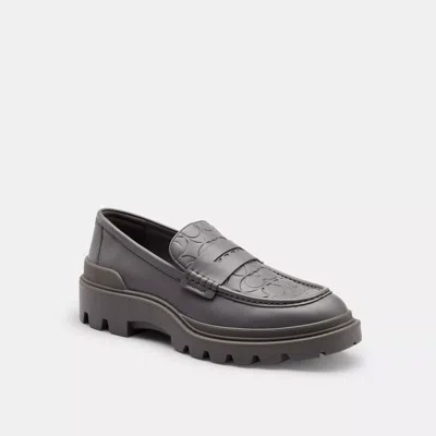 Coach Platform Loafer With Signature Print In Grey