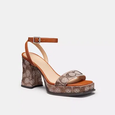Coach Platform Sandal In Crystal Signature Jacquard In Multi