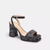 Coach Platform Sandal In Crystal Signature Jacquard In Animal Print