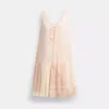 Coach Pleated Bow Dress In Pink