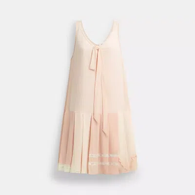 Coach Pleated Bow Dress In Pink