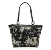 Coach Pleated Tote Bag Satin Canvas Leather In Black