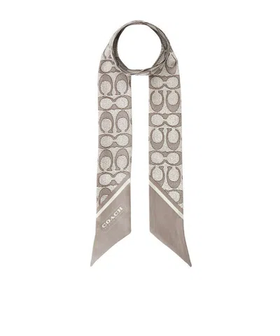 Coach Pointed Silk Scarf In Gray
