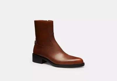 Coach Pointed Toe Bootie In Brown, Size 10 | Leather In White