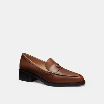 Coach Pointed Toe Loafer Shoes In Loved Leather In Brown