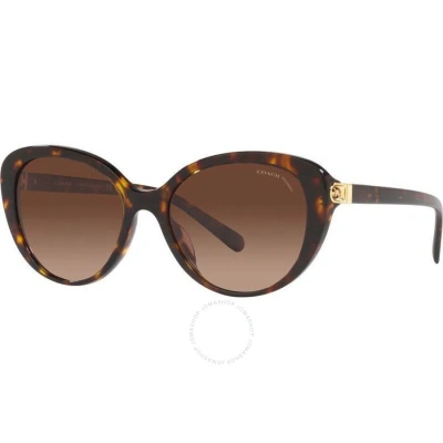 Coach Polarized Brown Gradient Oval Ladies Sunglasses Hc8348u 5120t5 56 In Brown / Dark / Tortoise