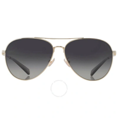 Coach Polarized Grey Gradient Pilot Ladies Sunglasses Hc7140 9005t3 61 In Gold / Grey