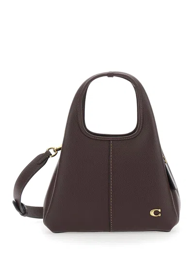 Coach Polished Pebble Leather Lana Shoulder Bag 23 In Brown