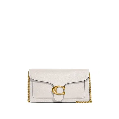 Coach Polished Pebble Leather Tabby Chain Clut In White