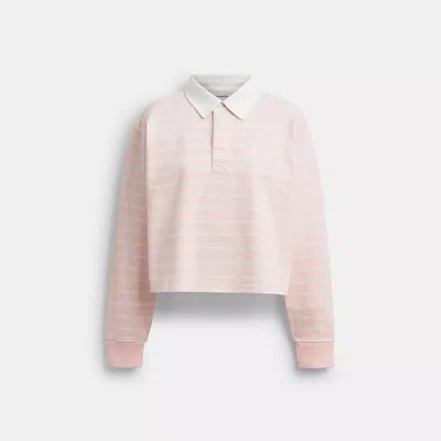 Coach Polo Rugby Rayé Cheval Et Calèche En Coton Biologique In Pink