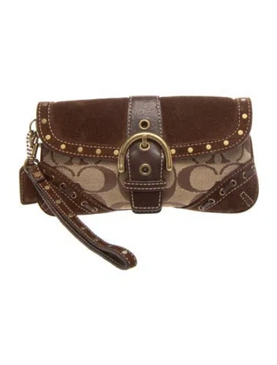 Pre-owned Coach Ponyhair Clutch In Brown