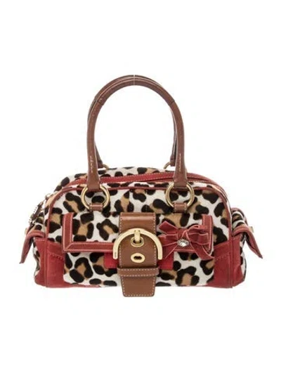 Pre-owned Coach Ponyhair Top Handle Bag In Multi