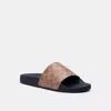 Coach Pool Slide In Signature Canvas In Black