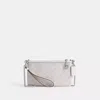 Coach Pouch Bag In Signature Canvas In Silver/white Chalk