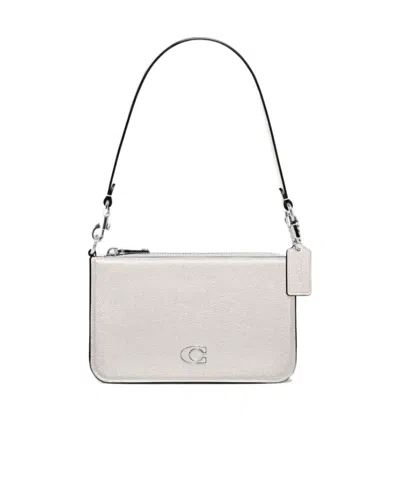 Coach Pouch Grained-leather Shoulder Bag In White