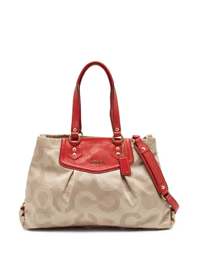 Pre-owned Coach  Ashley Logo Pleated Tote Bag