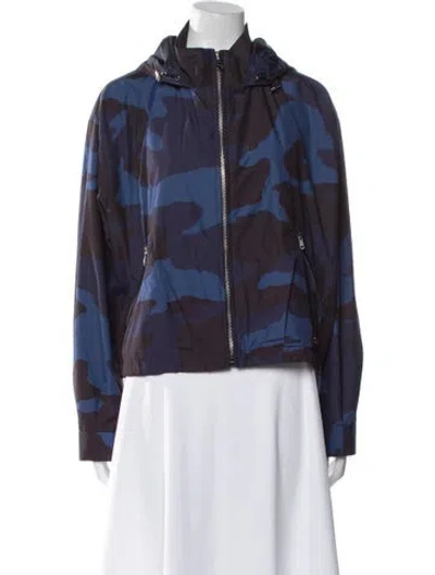 Pre-owned Coach Printed Bomber Jacket In Blue