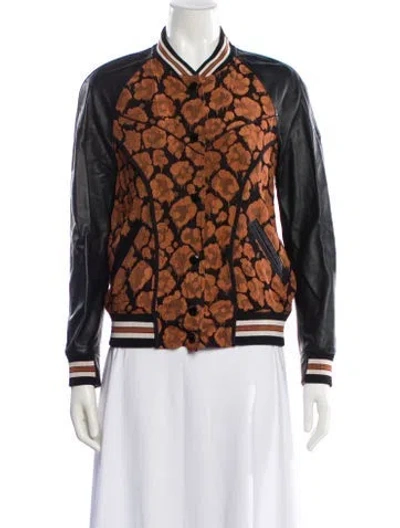 Pre-owned Coach Printed Bomber Jacket In Brown