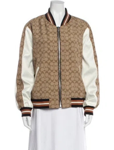 Pre-owned Coach Printed Bomber Jacket In Neutral