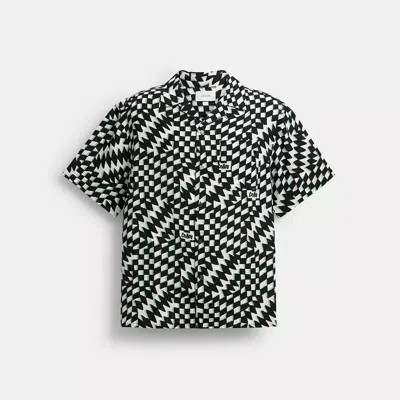 Coach Printed Camp Shirt In Black