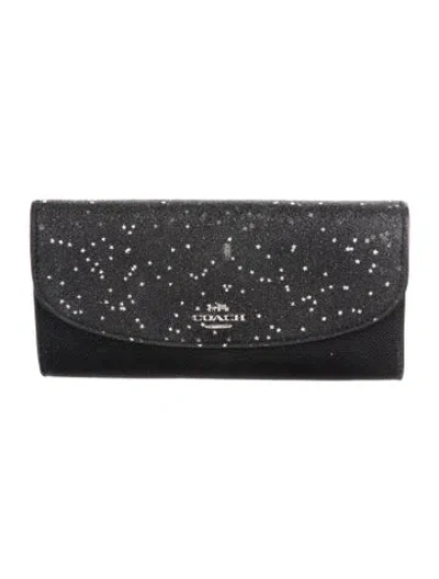 Pre-owned Coach Printed Continental Wallet In Black