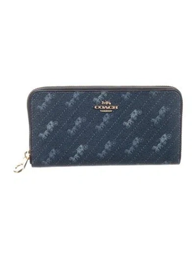 Pre-owned Coach Printed Continental Wallet In Blue