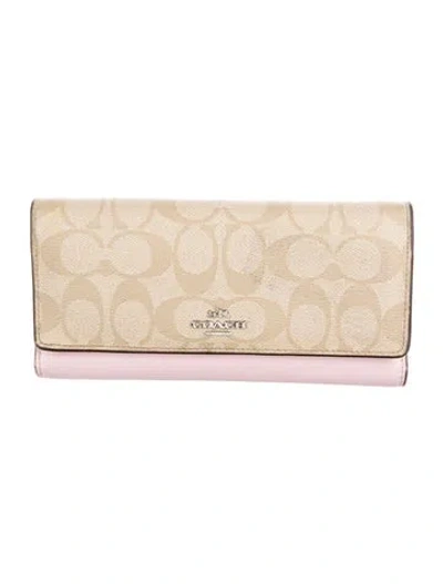 Pre-owned Coach Printed Continental Wallet In Pink