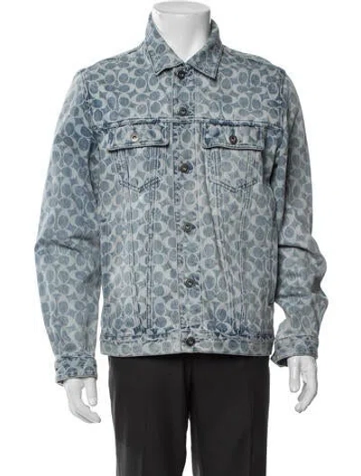 Pre-owned Coach Printed Denim Jacket In Blue