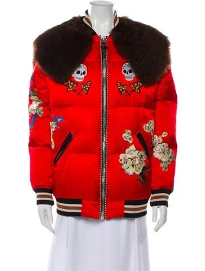 Pre-owned Coach Printed Down Jacket In Red