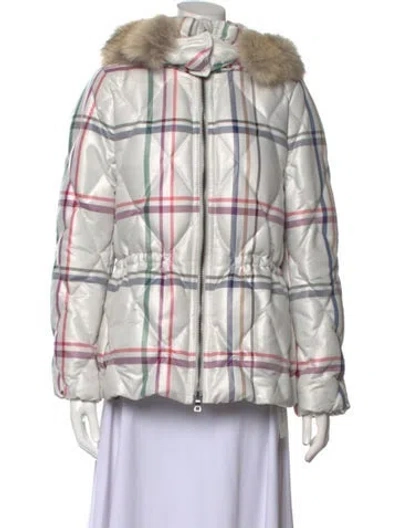 Pre-owned Coach Printed Down Jacket In White