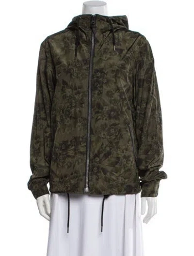 Pre-owned Coach Printed Faux Fur Jacket In Green