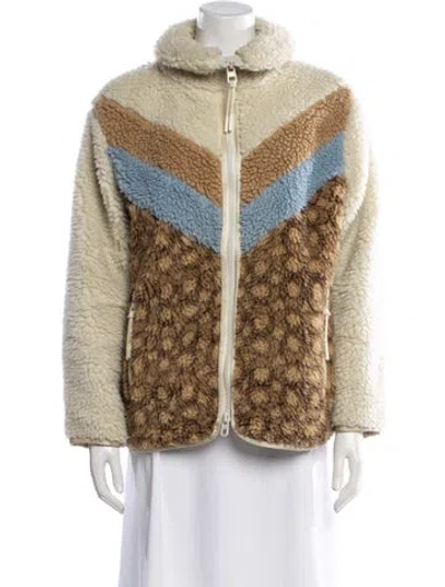 Pre-owned Coach Printed Faux Fur Jacket In Multi