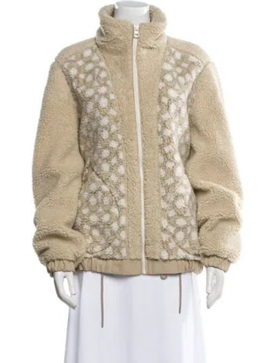 Pre-owned Coach Printed Faux Fur Jacket In Neutral