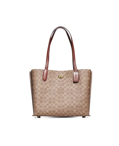 Coach Printed Handbag In Brown