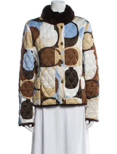 Pre-owned Coach Printed Jacket In Brown