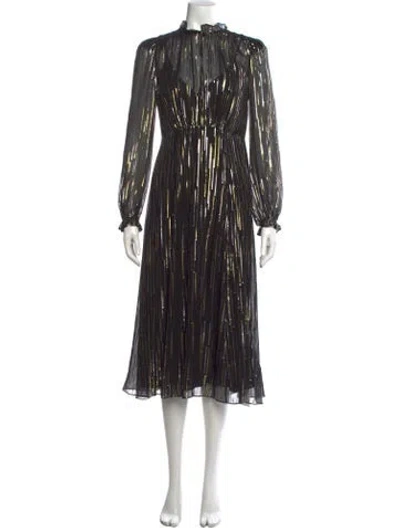 Pre-owned Coach Printed Midi Length Dress W/ Tags In Black