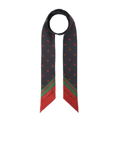 Coach Printed Silk Scarf In Black