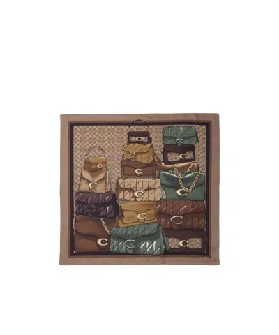 Coach Printed Silk Scarf In Brown