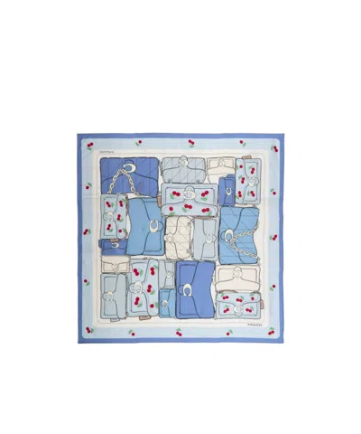 Coach Printed Silk Scarf In Light Blue