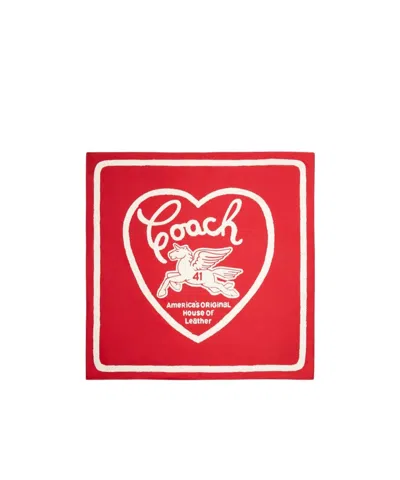 Coach Printed Silk Scarf In Red