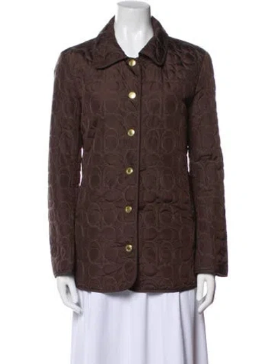 Pre-owned Coach Printed Utility Jacket In Brown