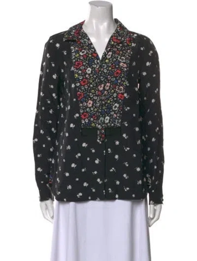 Pre-owned Coach Printed V-neck Blouse In Black