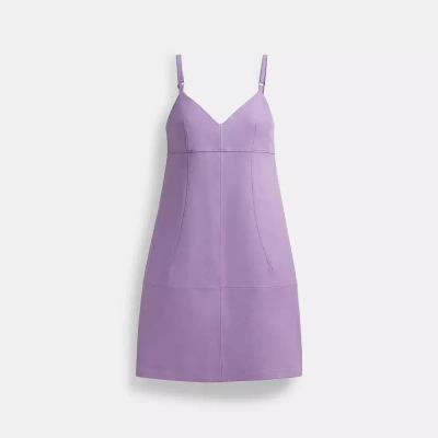 Coach Short Leather Dress In Purple