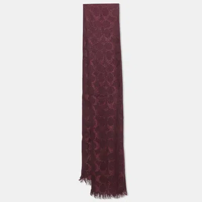 Pre-owned Coach Purple Signature Wool Blend Scarf