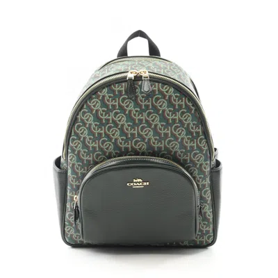 Pre-owned Coach Pvc Coated Canvas Leather Backpack () In Multi